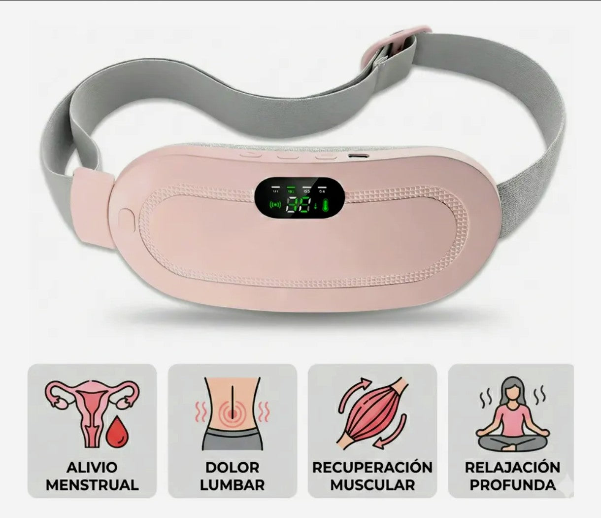 💖 Cinturón Térmico Recargable USB – Calor y Vibración