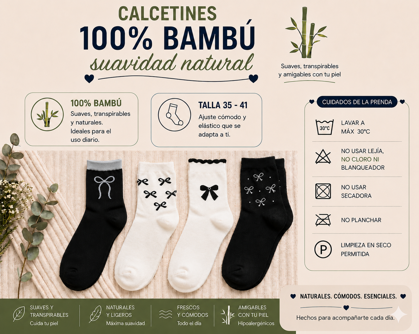 Calcetines 100% bambú
